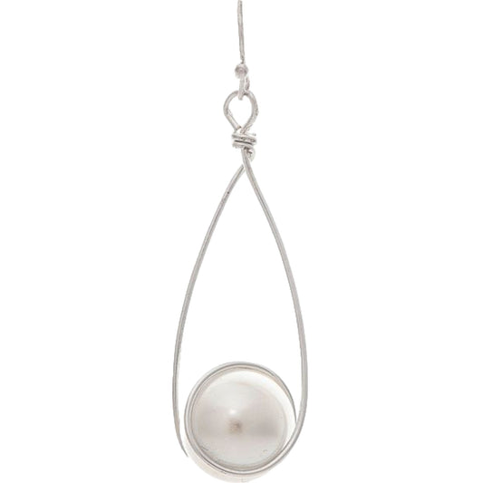 Silver Loopy Big Pearl Drop Earrings (RJC)