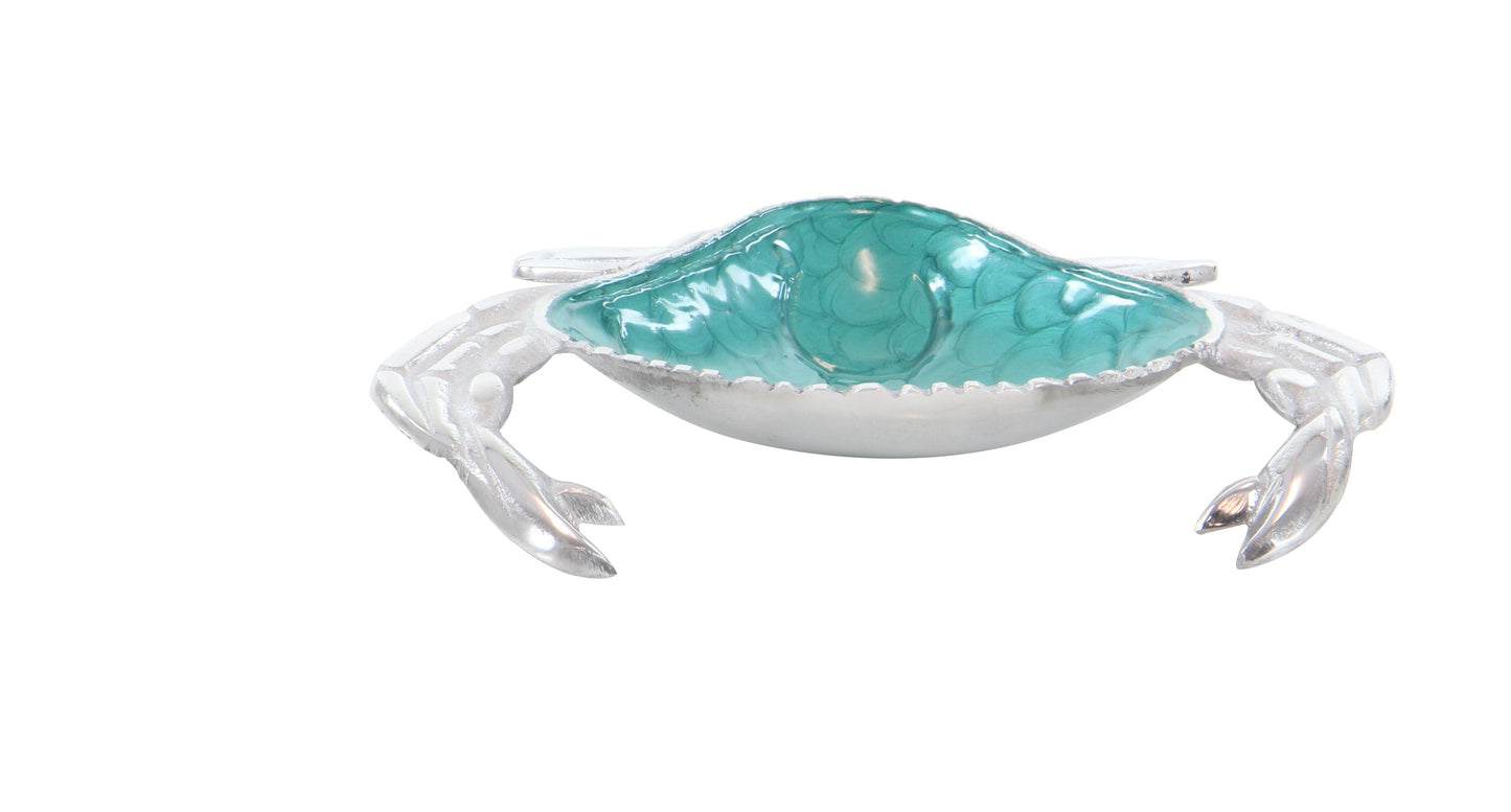 Large Aluminum Green Enamel Crab 11" Bowl