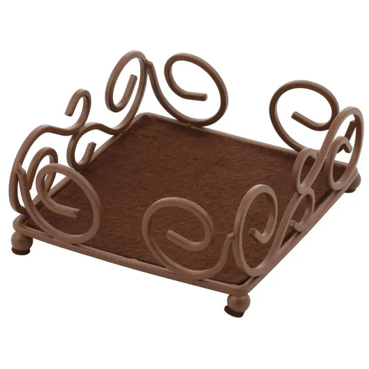 Square Brown Wrought Iron Scroll Holder for 4" Square Absorbent Coasters (CGL)