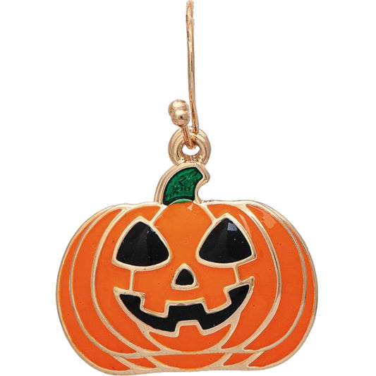 Carved Pumpkin Fall Earrings (RJC)