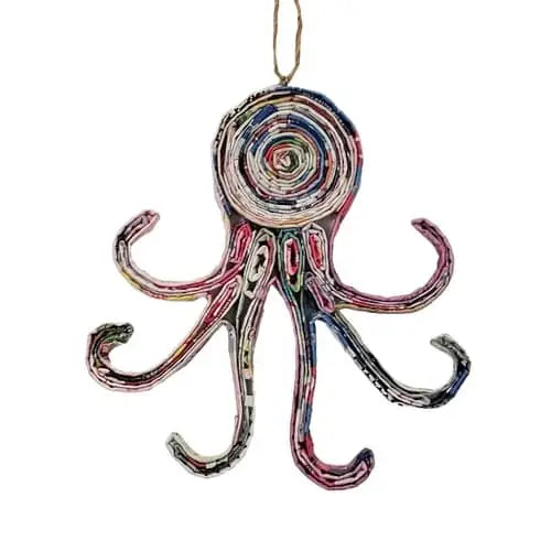 Octopus Ornament Handmade from Recyled Magazines (TUPC)