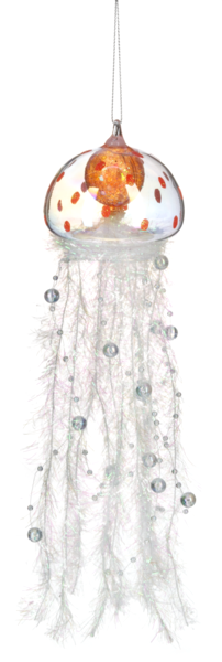 Ornament - Glass Jellyfish - Clear/Pink (GMC)