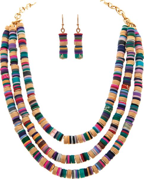 Gold w/ Rubber Discs Necklace Set (RJC)