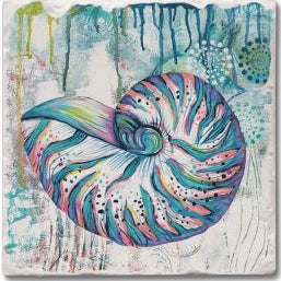 Colorful Sea Creatures - Nautilus Absorbent Coaster (CGL)