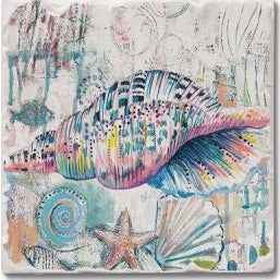 Colorful Sea Creatures - Conch Absorbent Coaster (CGL)