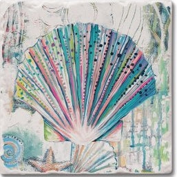 Colorful Sea Creatures - Scallop Absorbent Coaster (CGL)