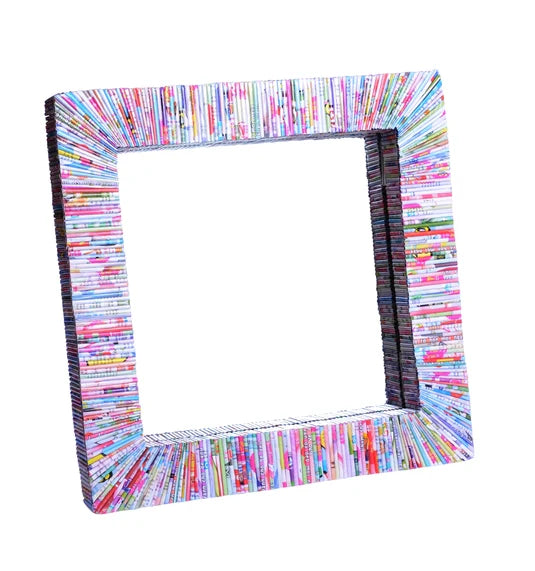 Square Mirror Handmade from Recyled Magazines (TUPC)