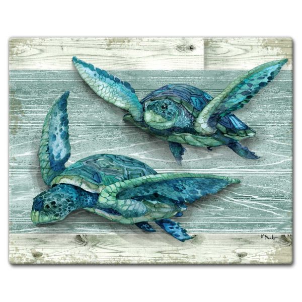 Swimming Sea Turtles Glass Cutting Board 8x10 (CGL)