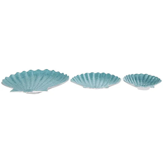 Aluminum Aqua Enamel Shell Tray 13"