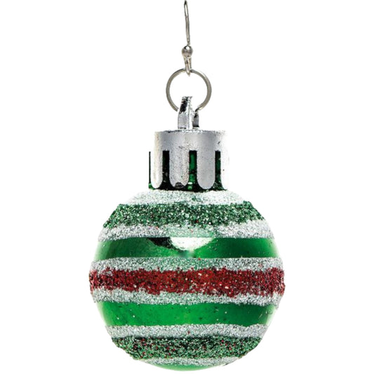 Green  Ornament w/ Stripes Earrings Christmas (RJC)