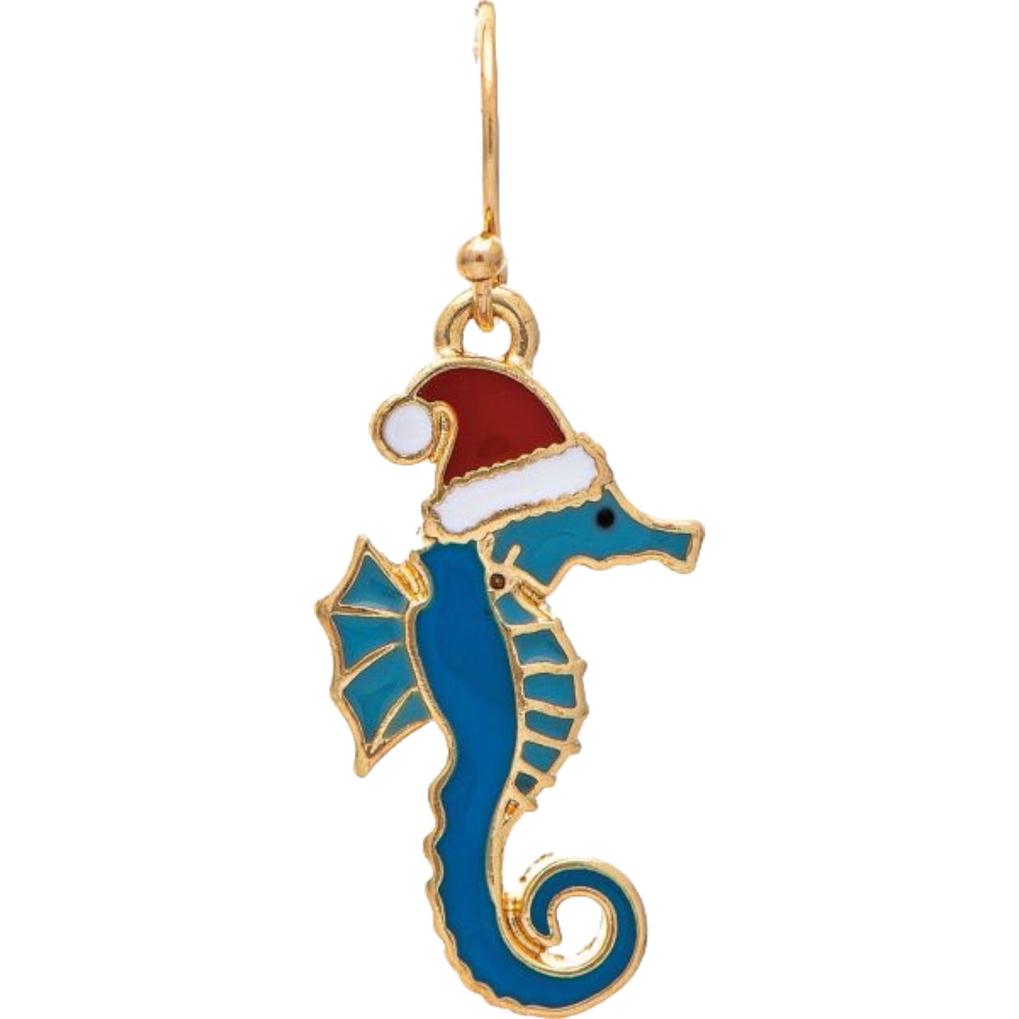 Seahorse w/ Santa Hat Earrings Christmas (RJC)